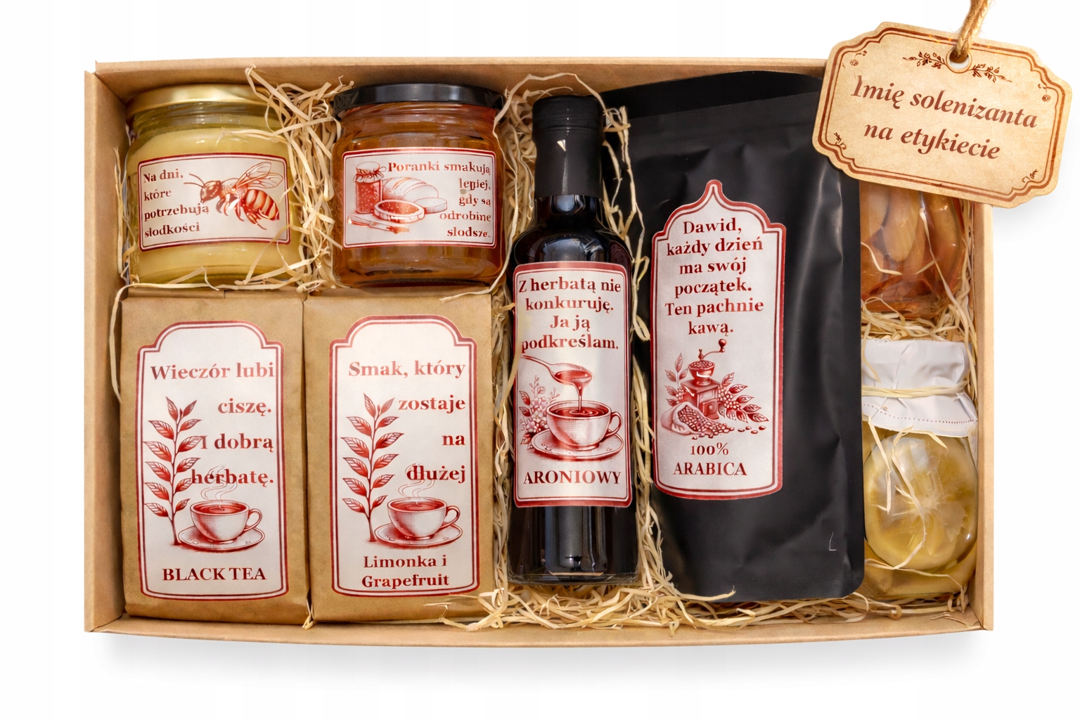 Zestaw Prezentowy Na Każdą Okazję Kawa Herbata Miód Cytrynki Syrop Konfitur
