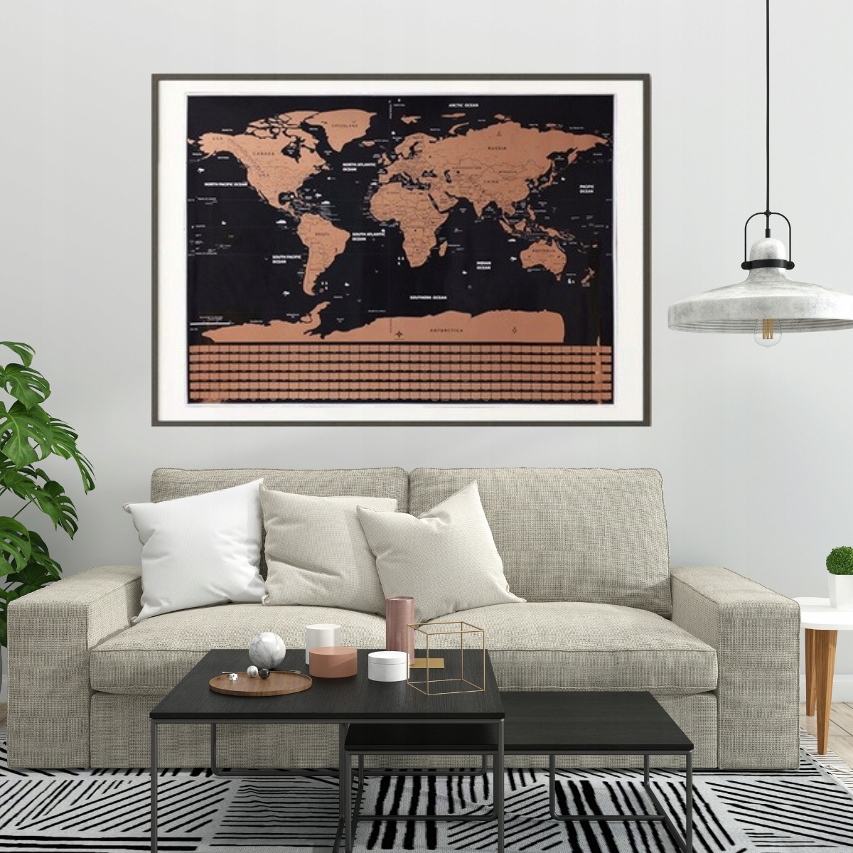 MAPA ŚWIATA ZDRAPKA XL ZŁOTA PLAKAT PODRÓŻNIKA *ZESTAW AKCESORIÓW GRATIS* Marka inna