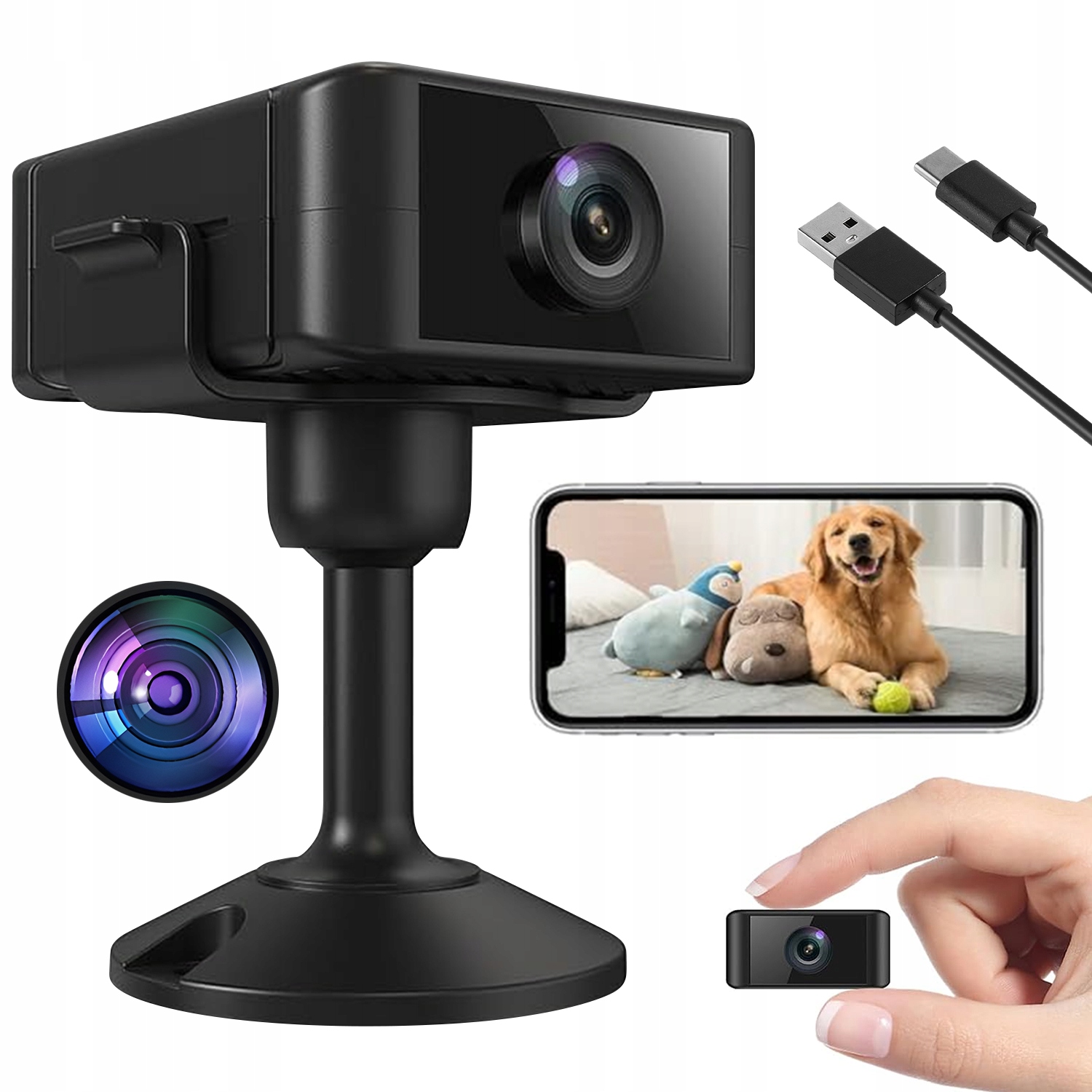 Mini Kamera Wifi Noktowizja Detekcja Ruchu Akumulator 700MAH Do Biura