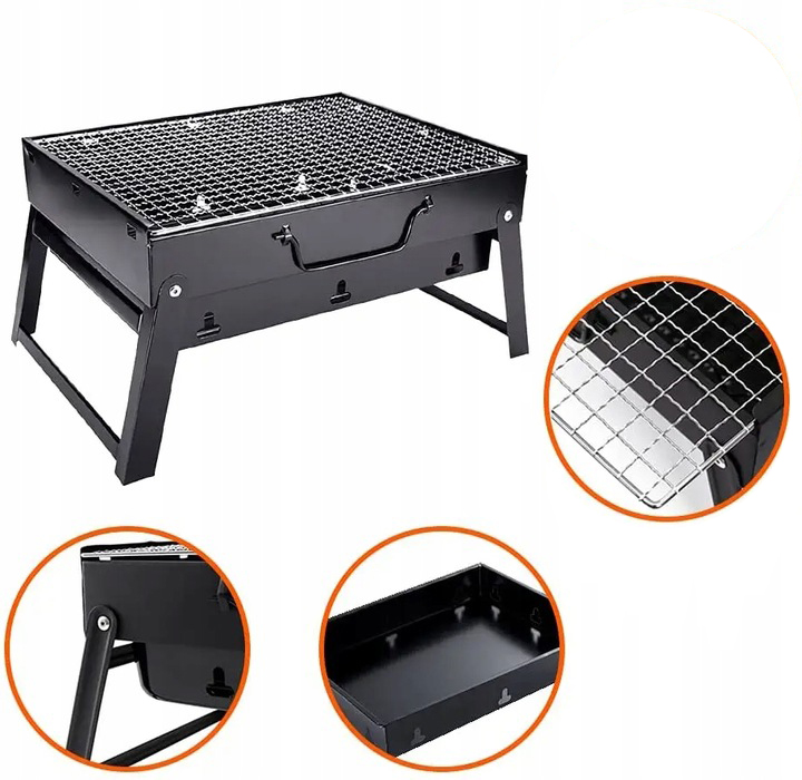 GRILL WĘGLOWY OGRODOWY PRZENOŚNY TURYSTYCZNY WALIZKA LEKKI + RUSZT Producent inna