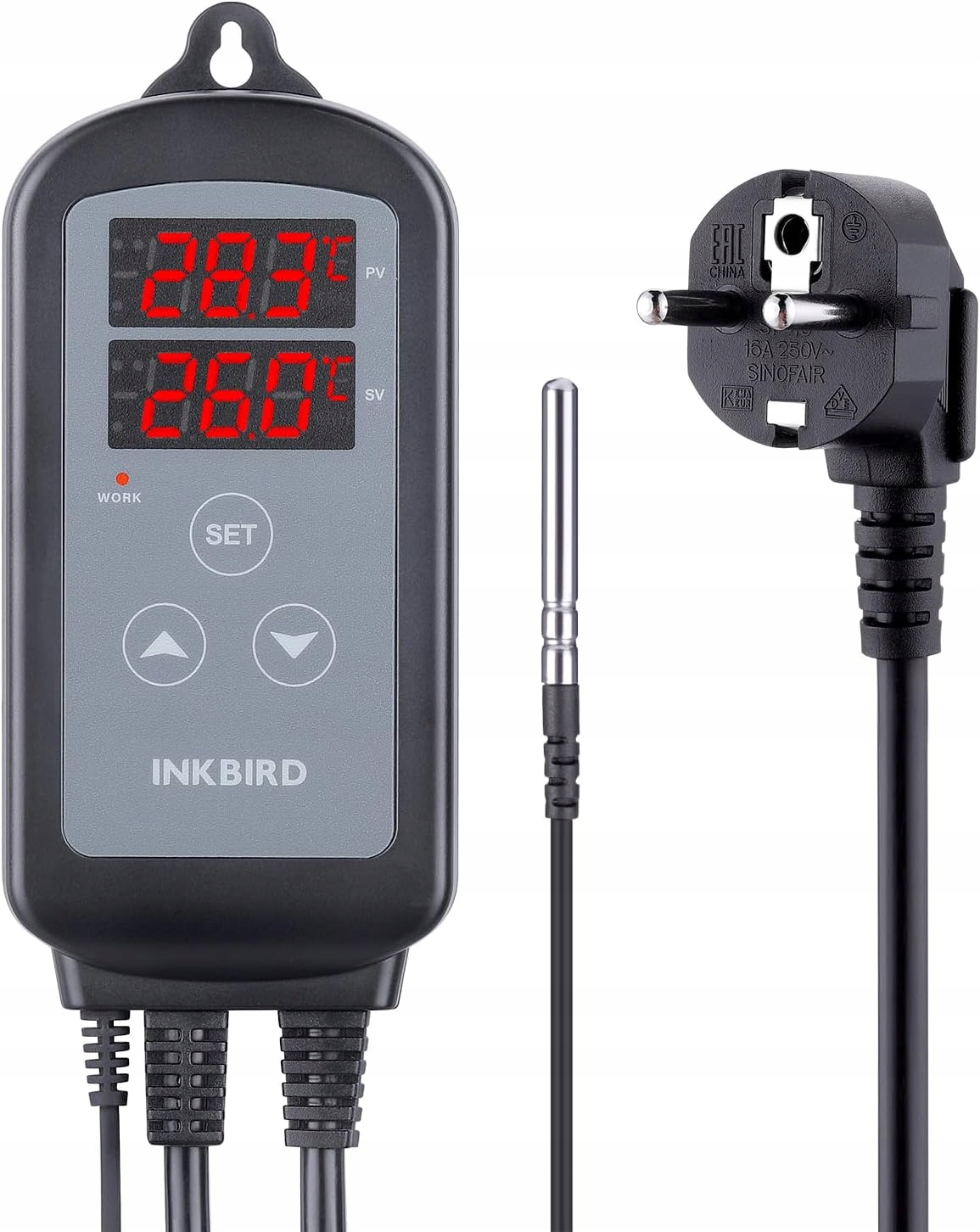 Termostat Inkbird ITC-2T s regulátorem teploty a dvěma topnými zásuvkami
