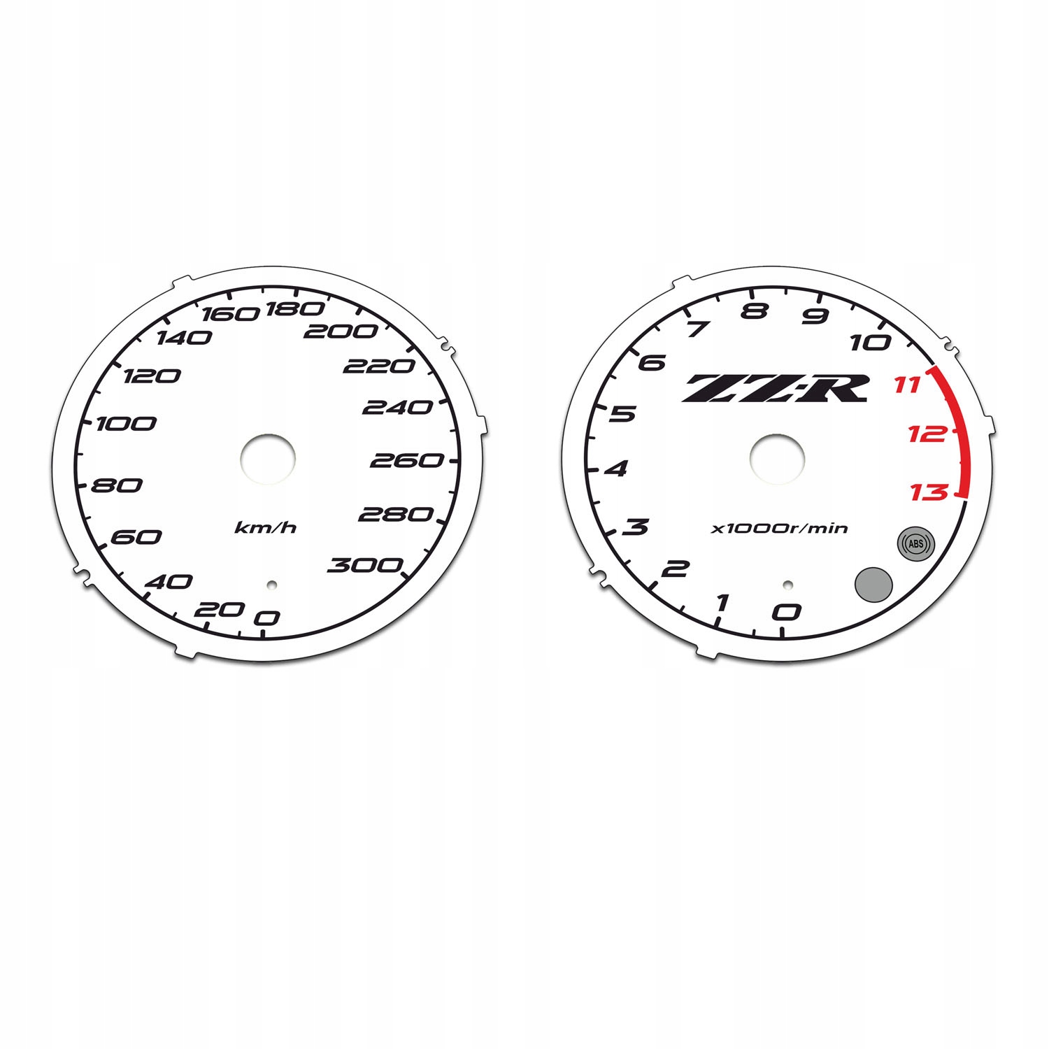 Kawasaki ZZR 1400 ABS 2006-2011 Ciferníky Hodiny BIELE