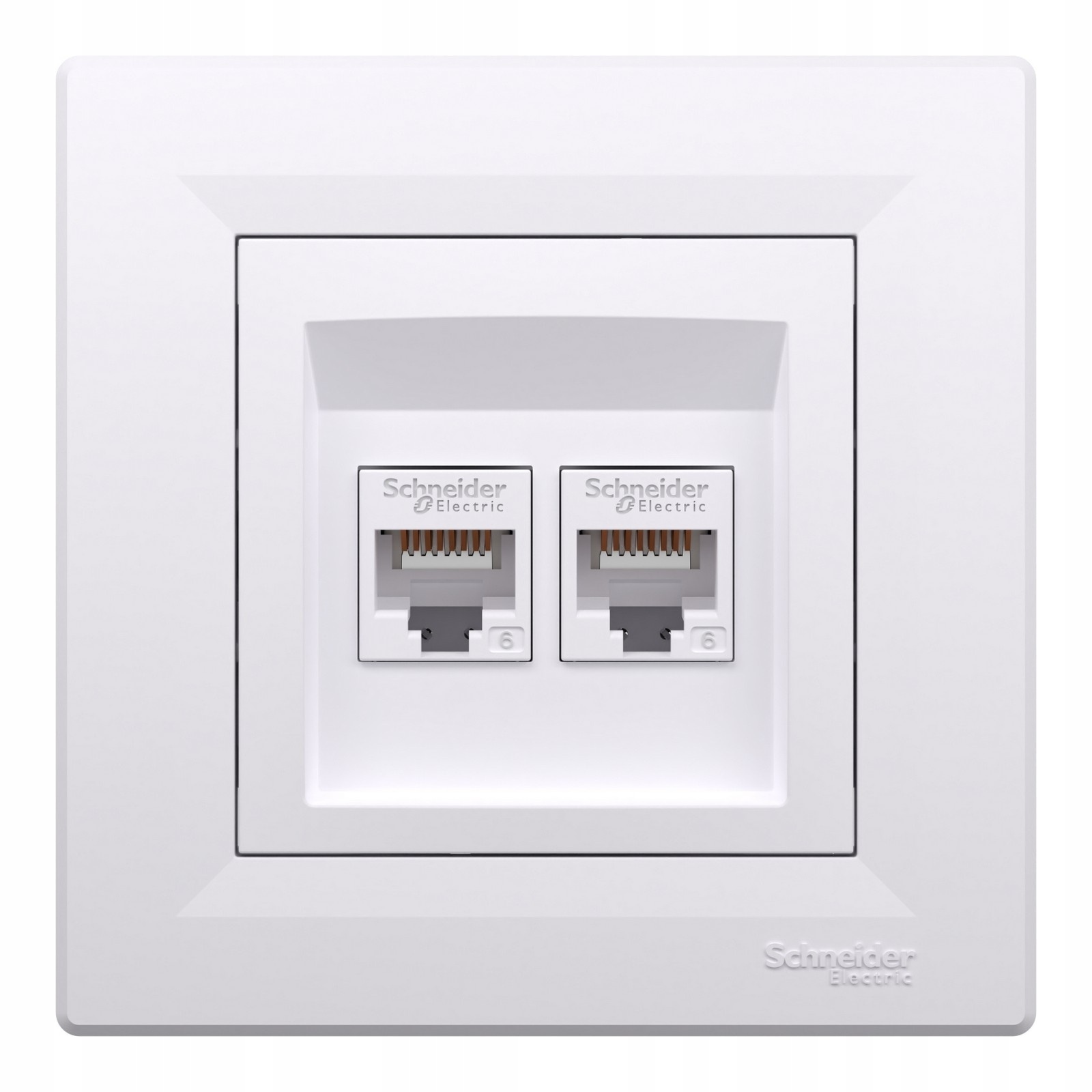 Počítačová zásuvka 2x RJ45 kat.6 Utp s rámečkem Bílá Schneider Asfora