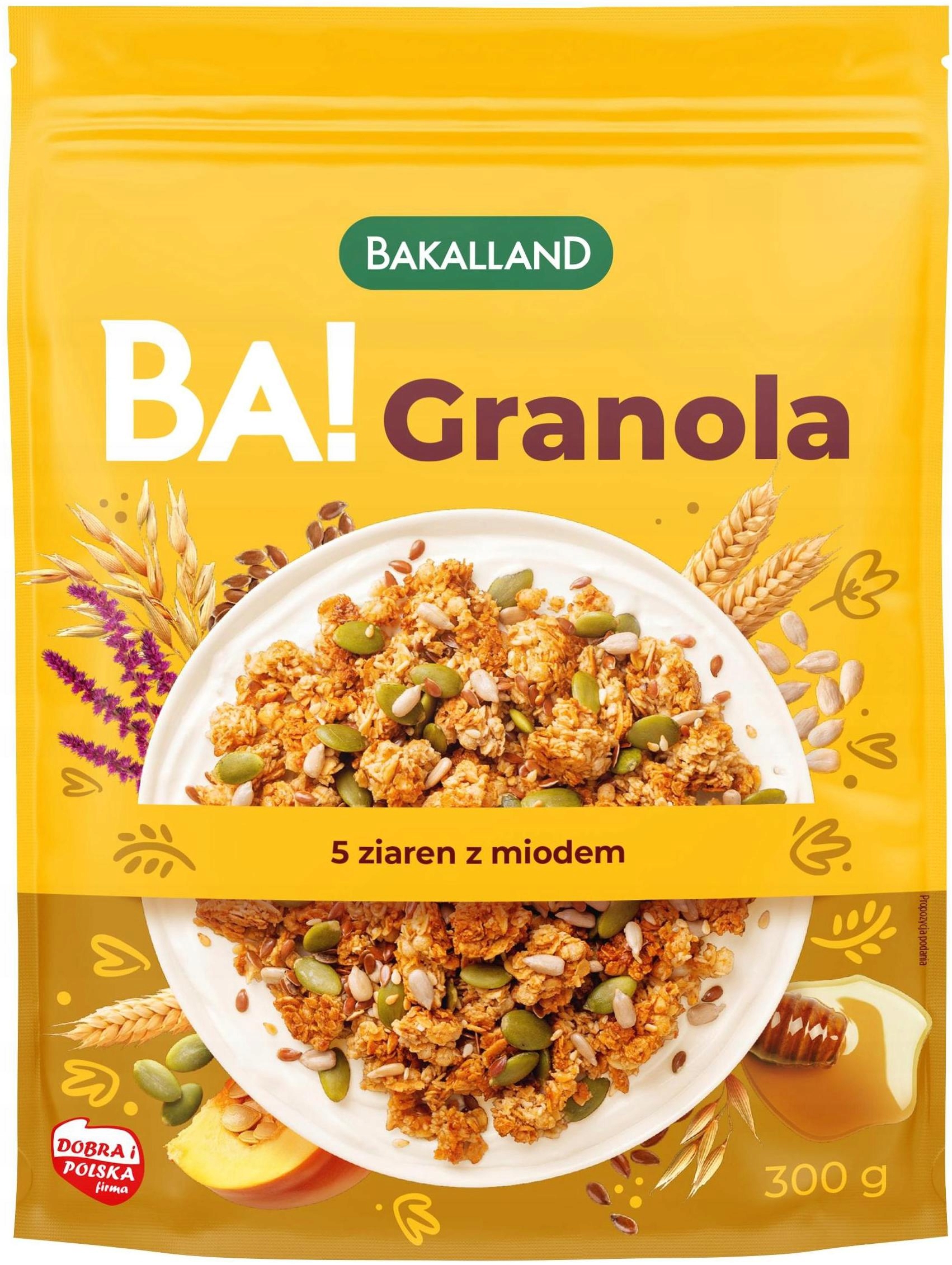 GRANOLA BAKALLAND BA! 5 ЗЕРЕН С МЕДОМ 300 Г ПОЛЬСКИЙ ПРОДУКТ