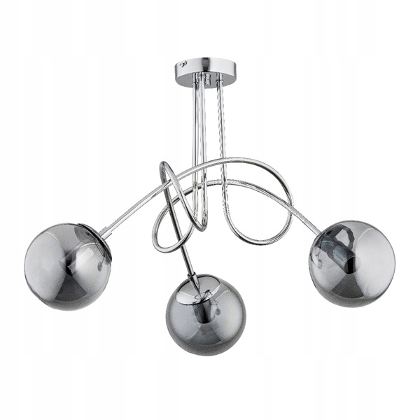 Elegantní tříohnisková lampa Tango Glass Chrom, kouřová stínidla do jídelny