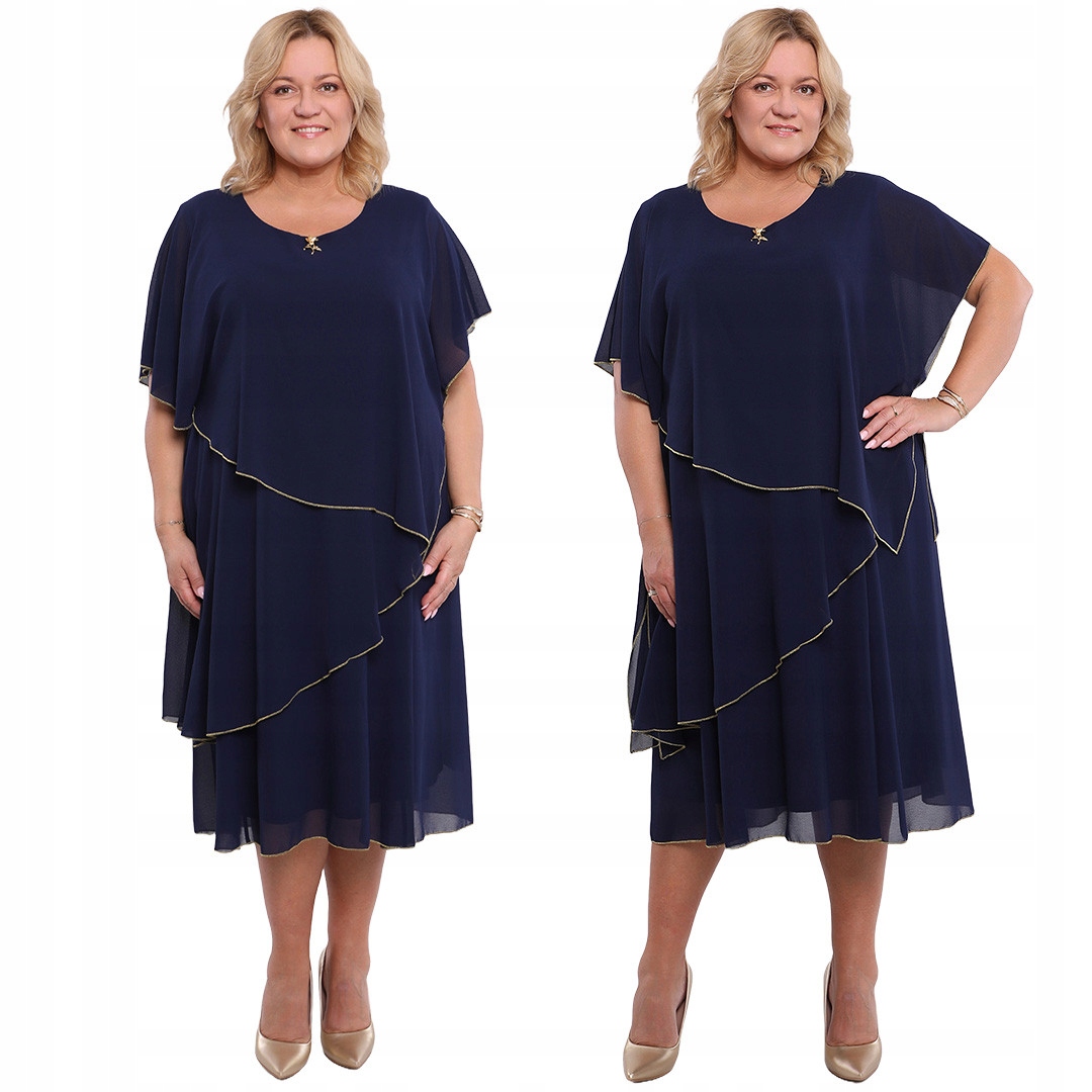 Tmavě modrá šaty se zlatým lemováním 50