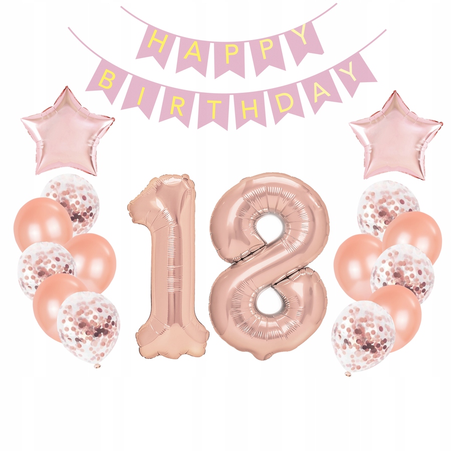 

Zestaw balonów na 18 urodziny rose gold/0123
