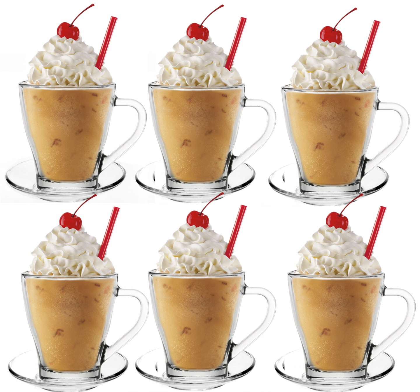 

Kubki szklane do herbaty kawy Latte 6 szt spodki