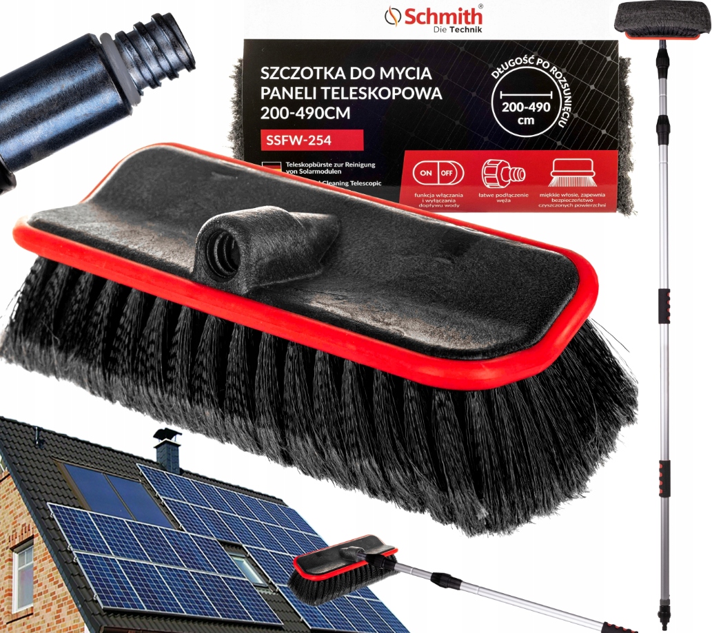 SCHMITH MYJKA SZCZOTKA DO MYCIA ODŚNIEŻANIA PANELI TELESKOPOWA DACHÓW 4,9M