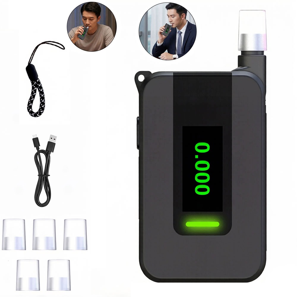 Elektrochemický beznáustkový policejní alkoholtester Profesionální 5x Náustky