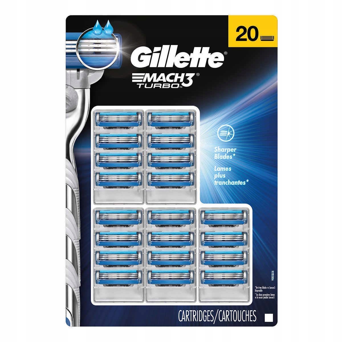 Gillette Mach 3 Turbo 20 Ks čepele náplně Usa b-pu