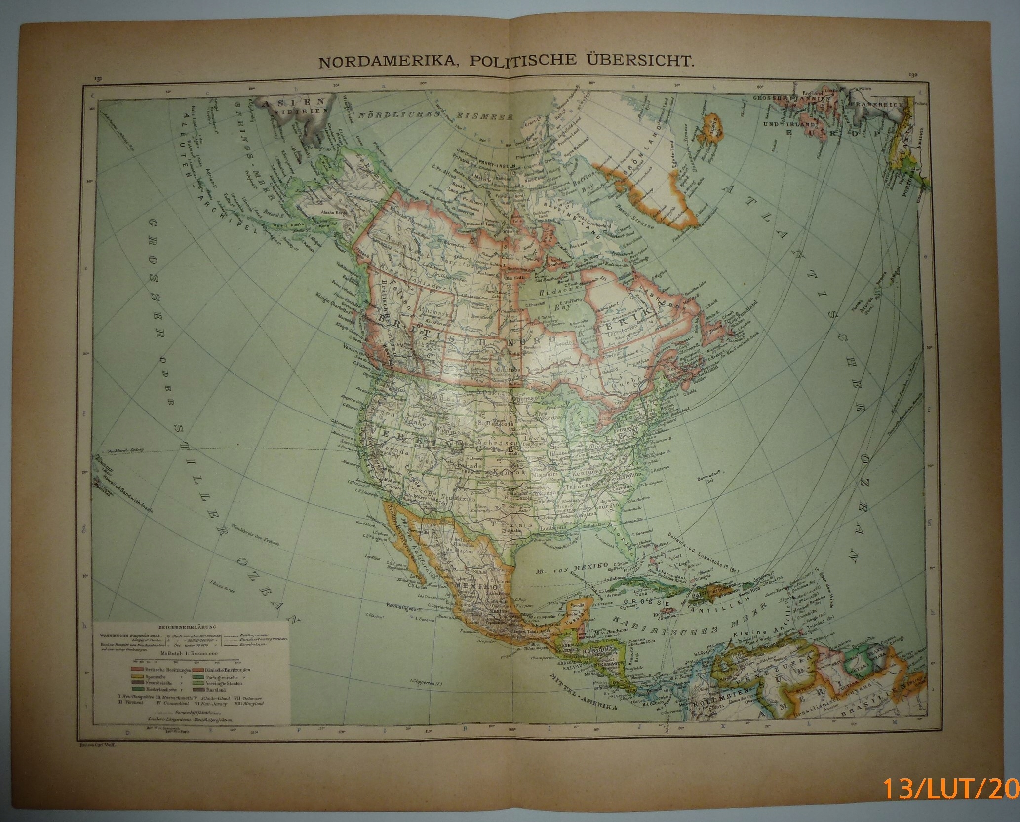 AMERYKA PÓŁNOCNA AMERYKA ŚRODKOWA 1900 Spamers Hand-Atlas