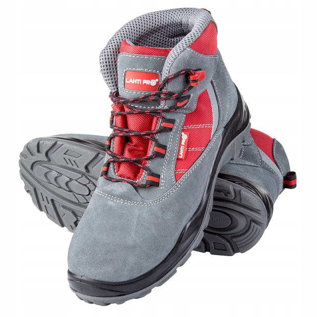 Trzewiki Zamsz/oxford SZARO-CZERW.S1P SRC,"42