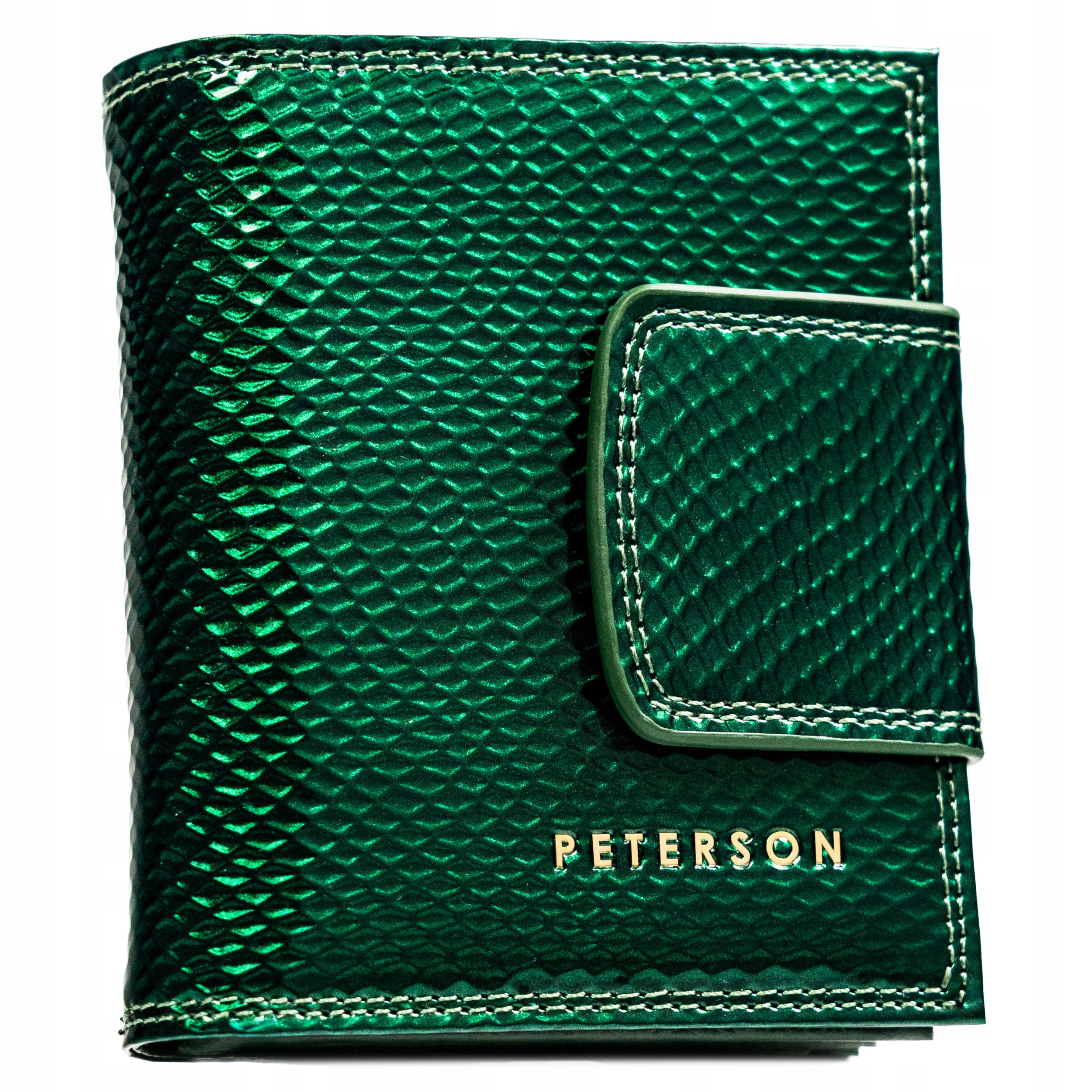 Damski portfel skórzany Peterson Rfid mały na zatrzask skóra naturalna