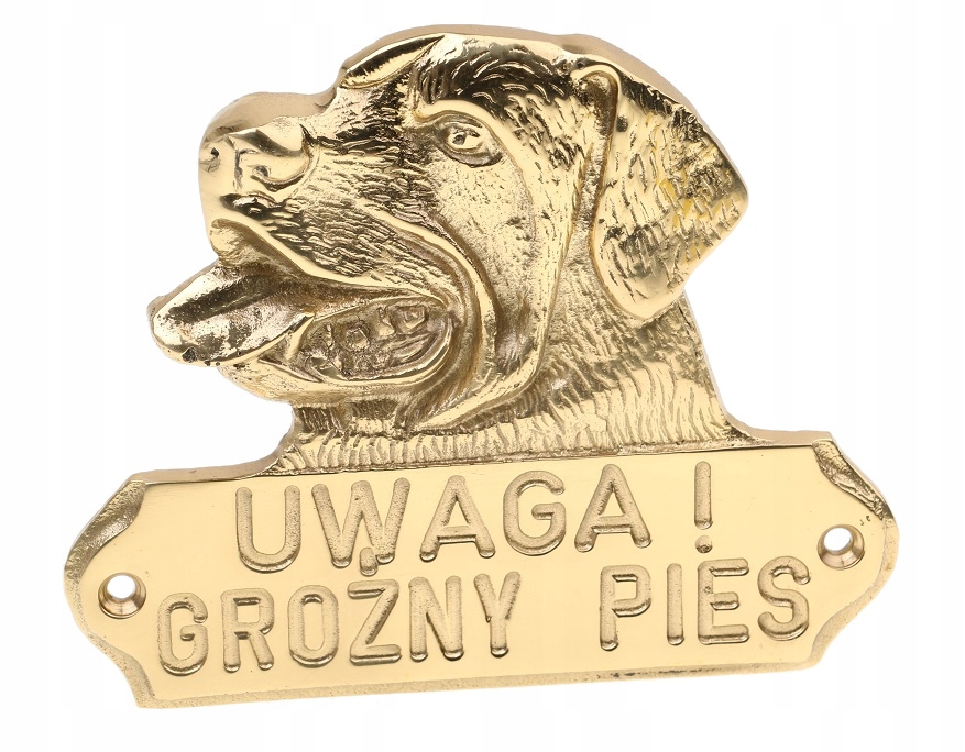 

Tabliczka Tablica Mosiężna Uwaga Zły Groźny Pies