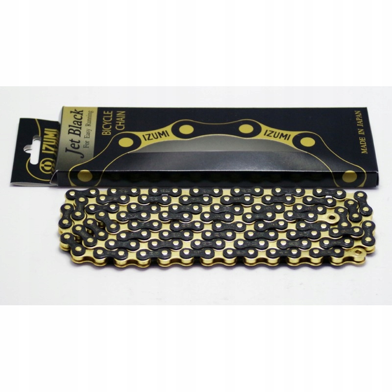 Łańcuch jednorzędowy Izumi Jet Black/gold 1/2 x 1/8” 116L Fix Ostre Japan