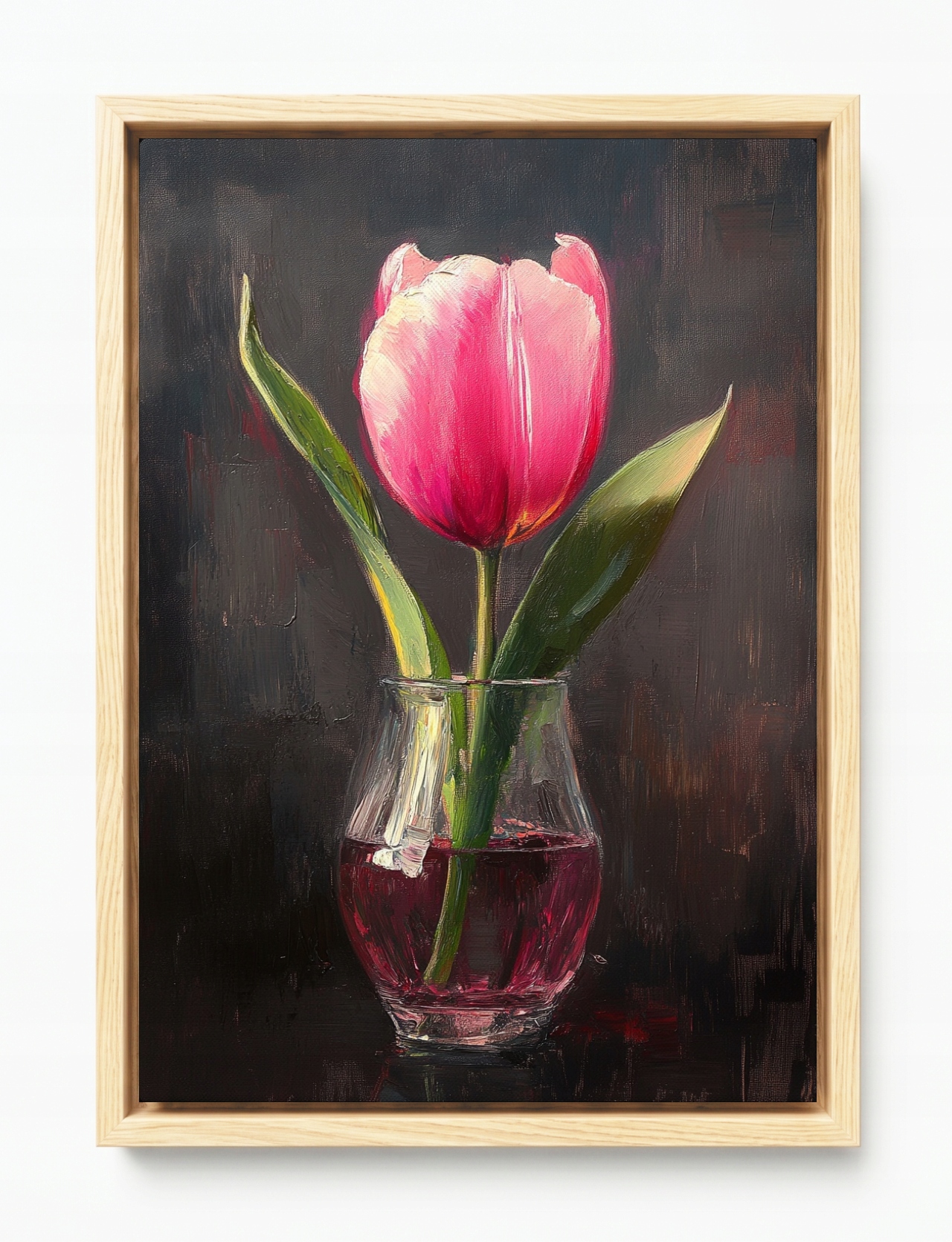 Obraz Rám Americký Box Olej Dekorace Příroda Květ Růžový Tulipán 40x60