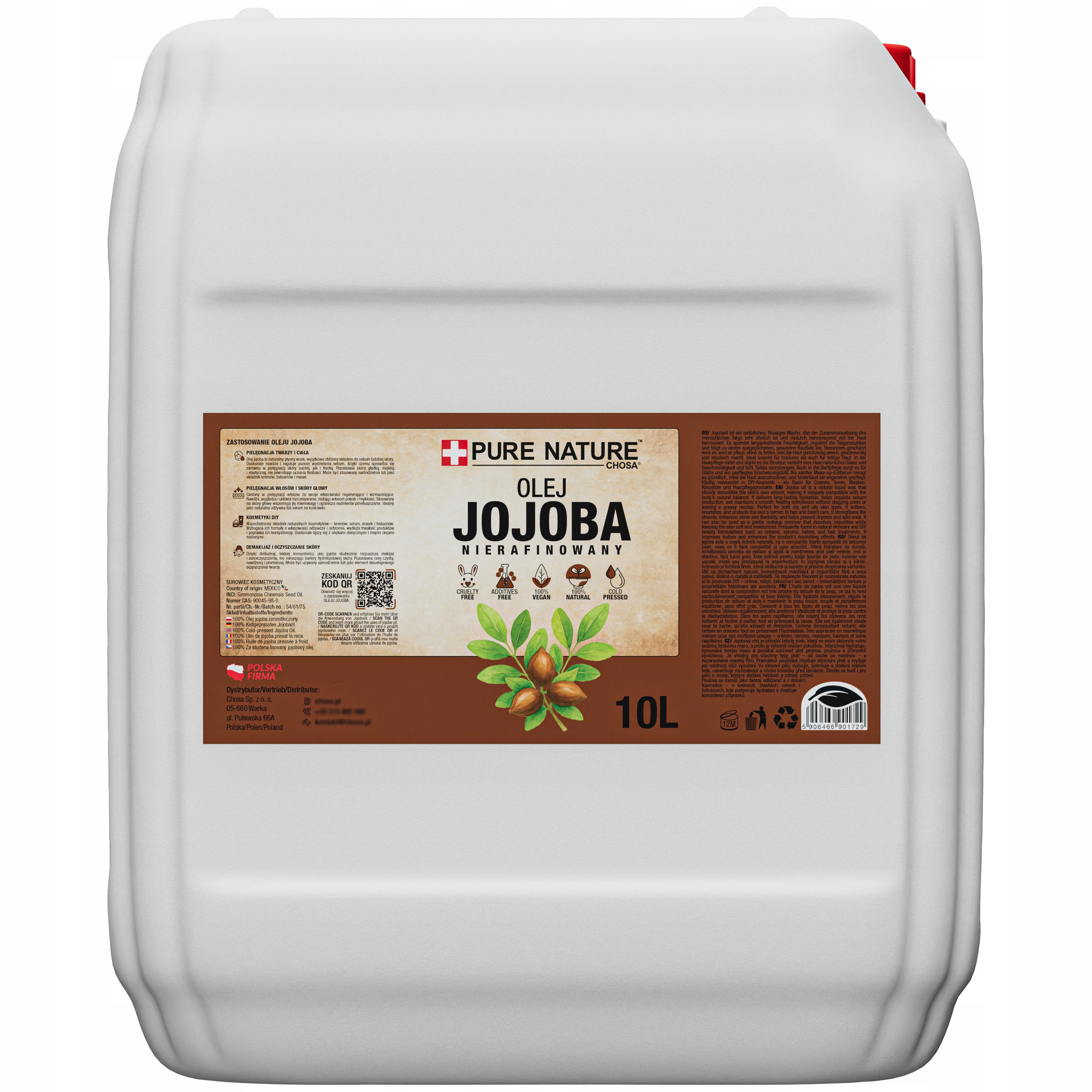 Jojobový Olej Přírodní Lisovaný Za Studena Nerafinovaný 10 l Kůže Vlasy