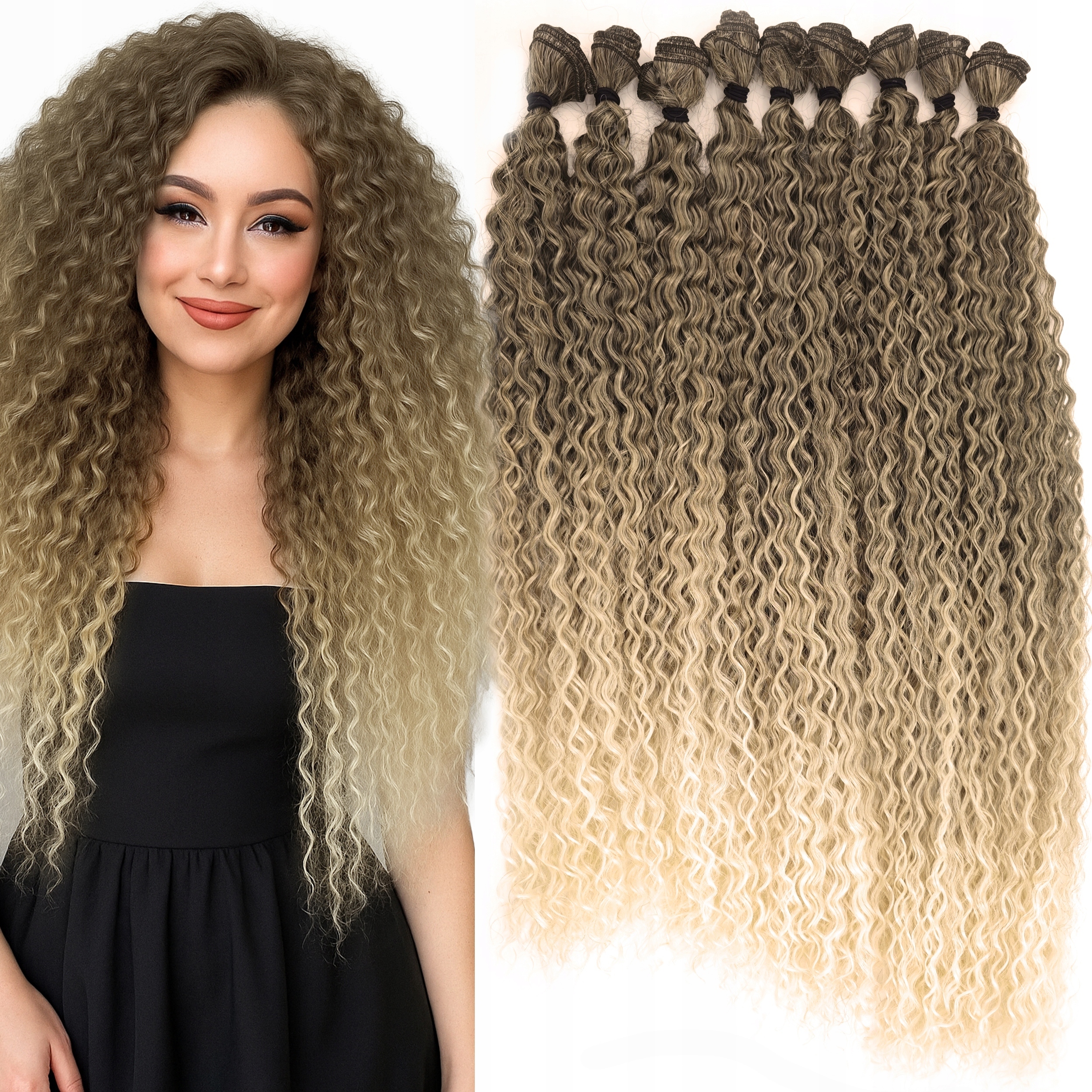 Afro syntetické vlasy na pásku Beyonce Ombre 9-Pak 60 cm 320 g #T4/1630/613