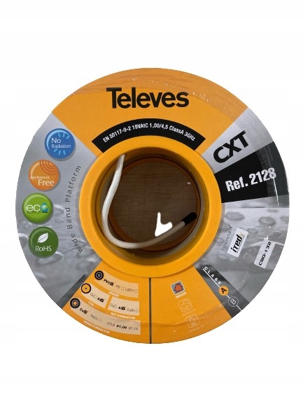 PRZEWÓD KONCENTRYCZNY TELEVES CXT 1.02 CU 79% PVC ref. 2128 - rolka 100m