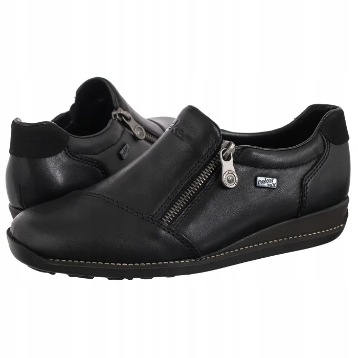 Kožené boty Dámské Polobotky Rieker Černé 44265-00 Černé