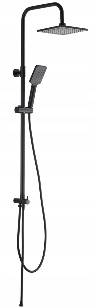 Aqbau regulovateľná sprchová súprava Roma čierna s štvorcovou dažďovou sprchou