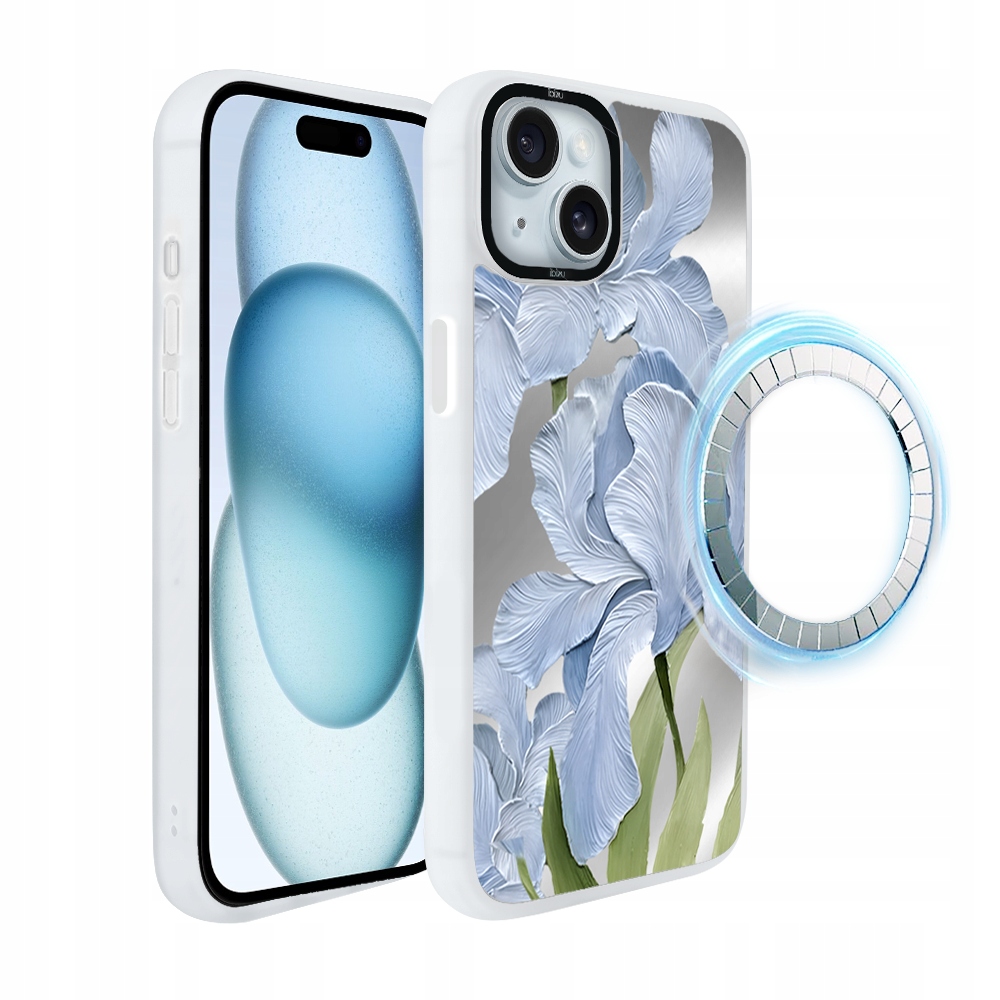 Pouzdro pro iPhone 15 Ibizu DropGuard Matt s MagSafe, modrý iris, bílé