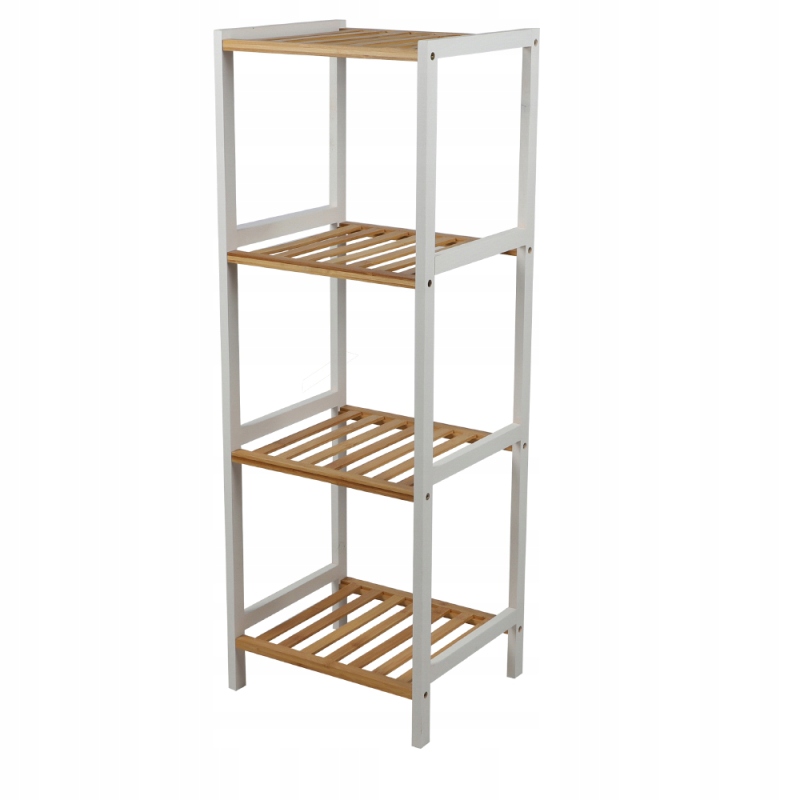 Policový regál 4 poschodia 35x30x100 cm, biely, bambus