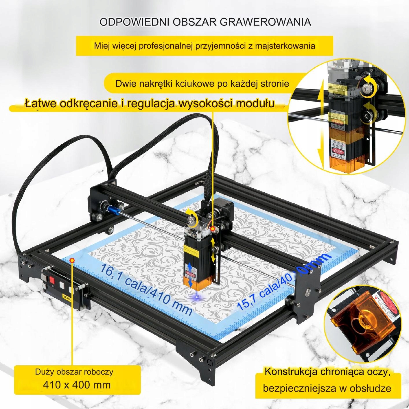 Grawer laserowy maszyna tnąca laserem 5,5W 40x41cm EAN (GTIN) 5907021403313