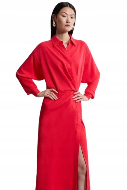 Karen Millen Červená Šaty Jednoduchá S Límečkem A Rukávem 38 B1F