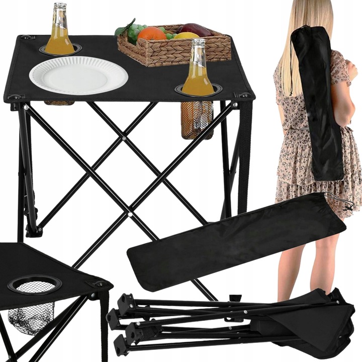 Skládací Turistický Piknikový Stůl S Potahem Hnědý
