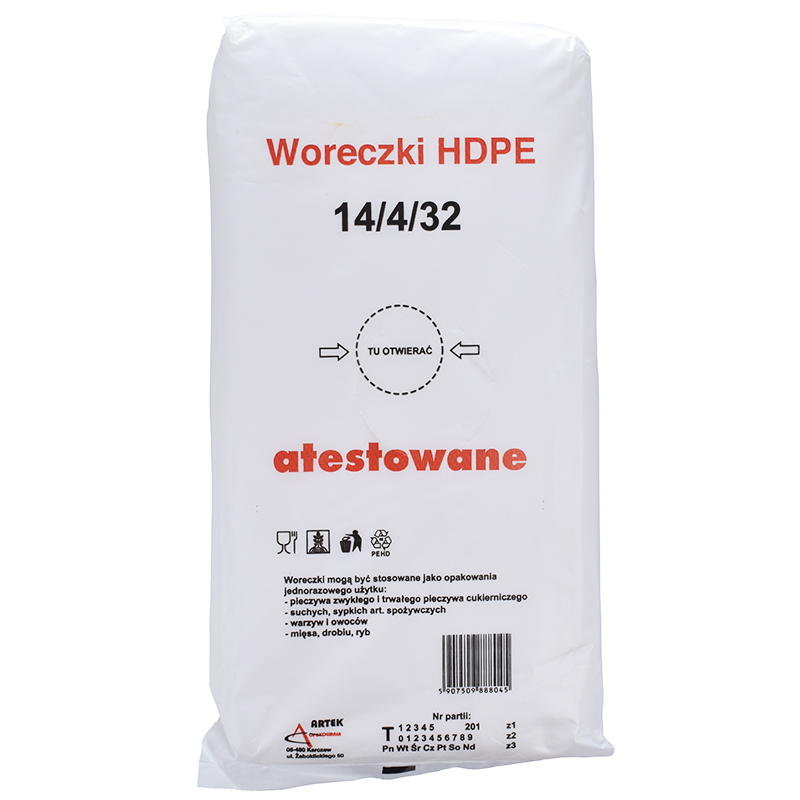 

Woreczki Hdpe 14x4x32 torebki foliowe śniadaniowe