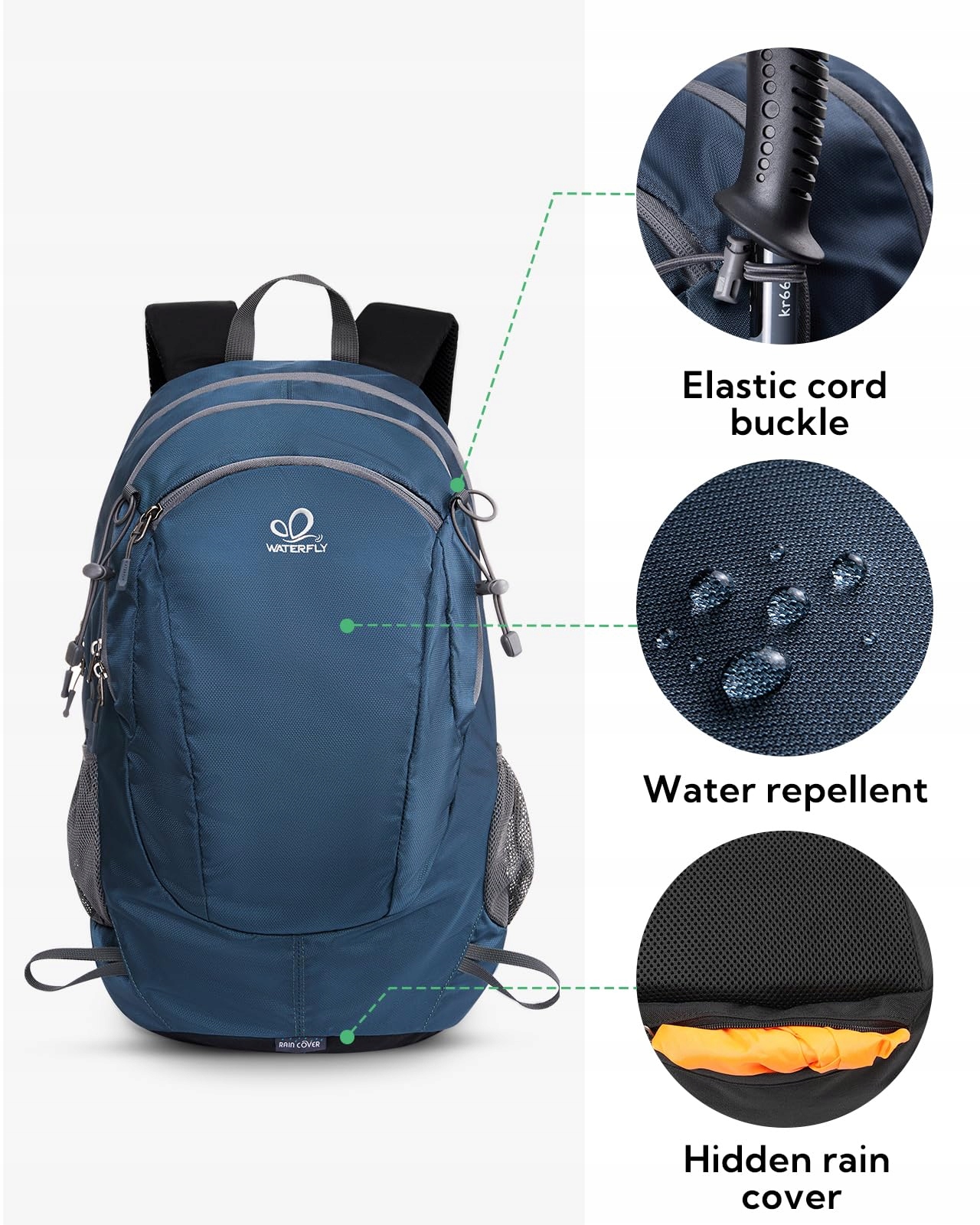 WATERFLY Plecak Turystyczny 30L Wodoodporny Trekkingowy Unisex — miniatura 2