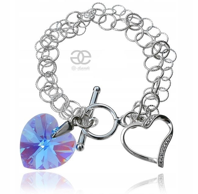 Krystaly Náramek Aqua Heart Stříbro