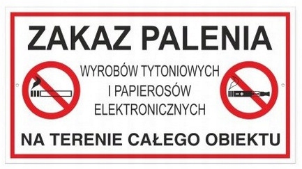 

Tabliczka Zakaz Palenia Tytoniu I E-papierosów duż