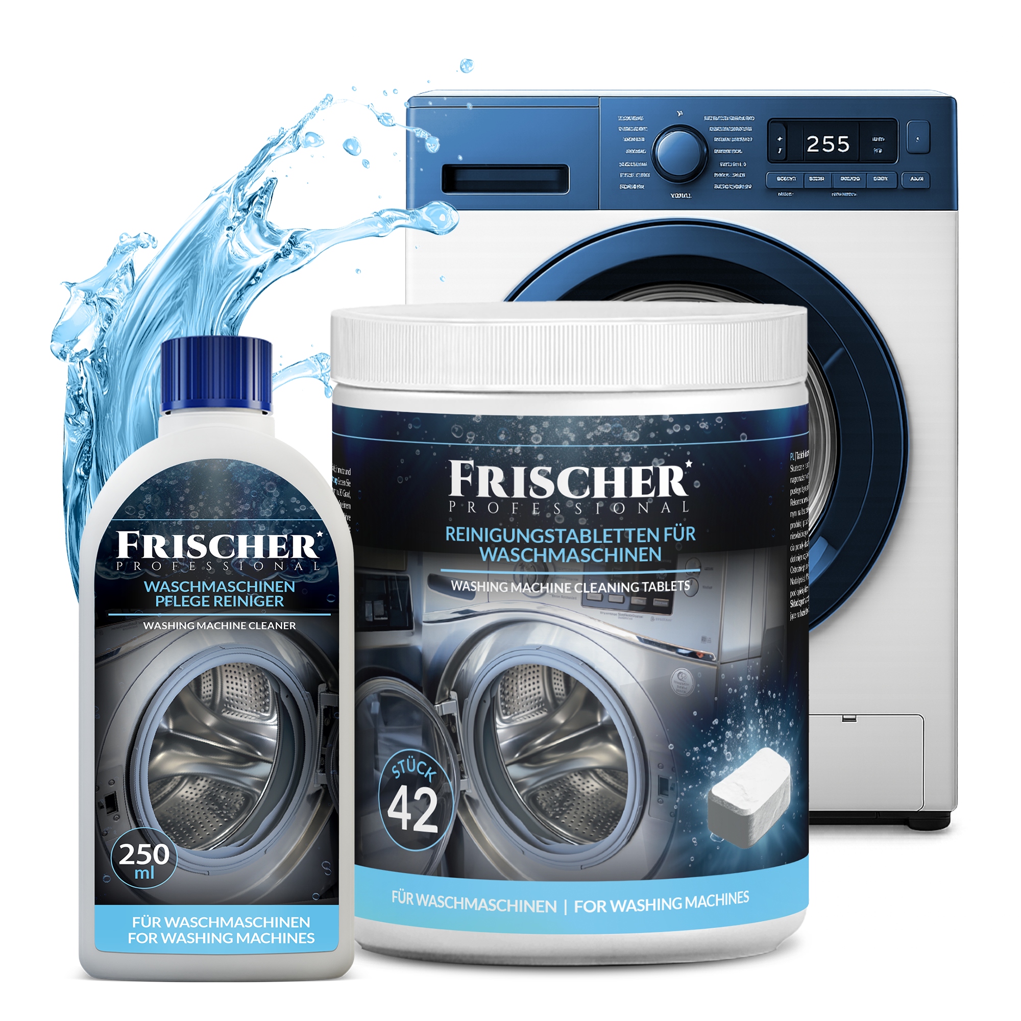 ZESTAW 2W1 TABLETKI DO CZYSZCZENIA PRALKI + PŁYN DO CZYSZCZENIA PRALKI