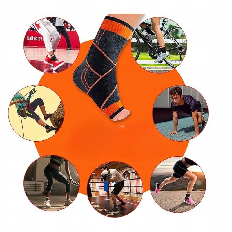 STABILIZATOR KOSTKI ORTEZA STAWU SKOKOWEGO OPASKA NA STAW SKOKOWY ORANGE Rozmiar XL