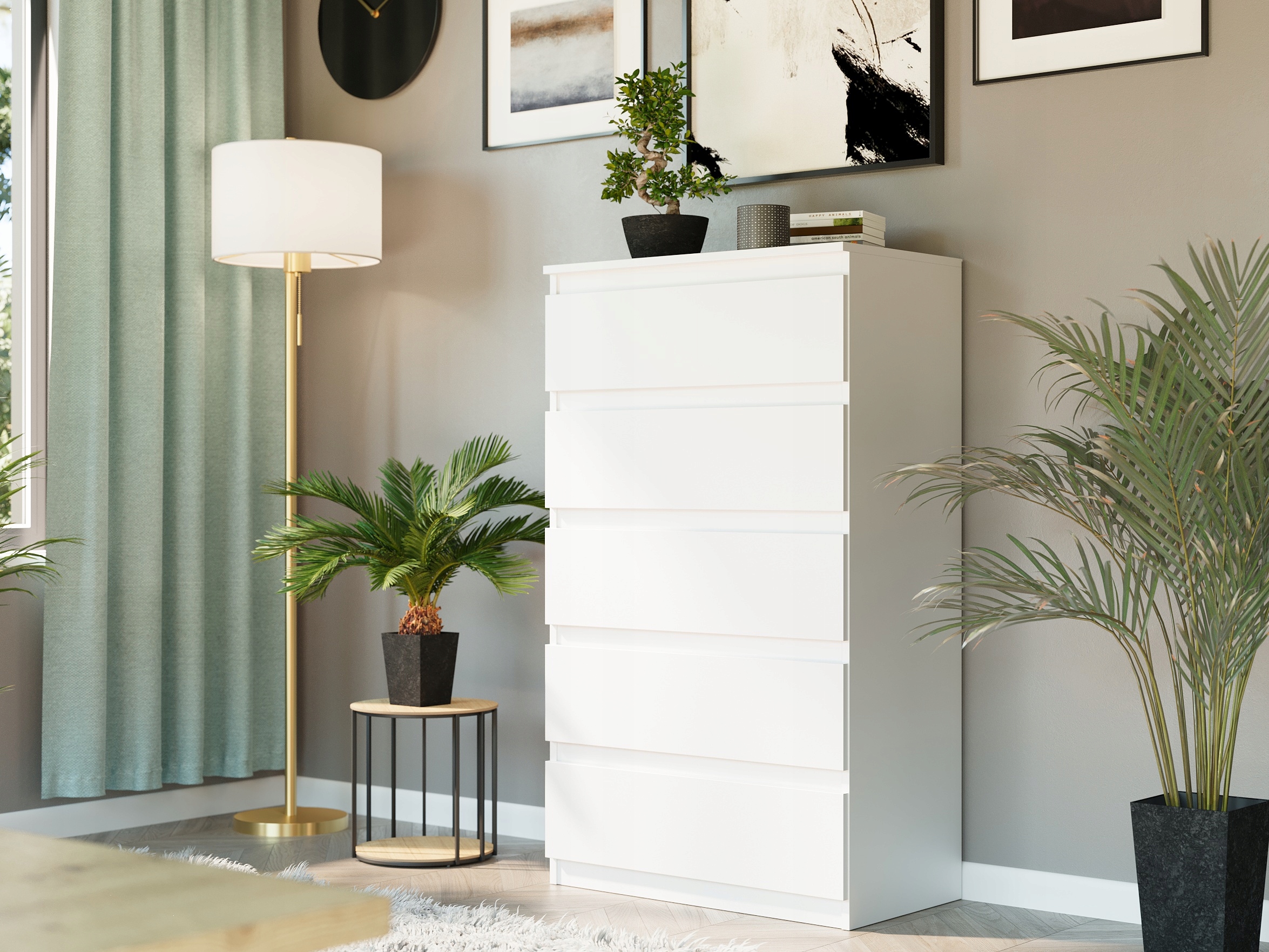 DUŻA KOMODA 5 SZUFLAD SZAFKA Biała POLSKIE MEBLE R-5