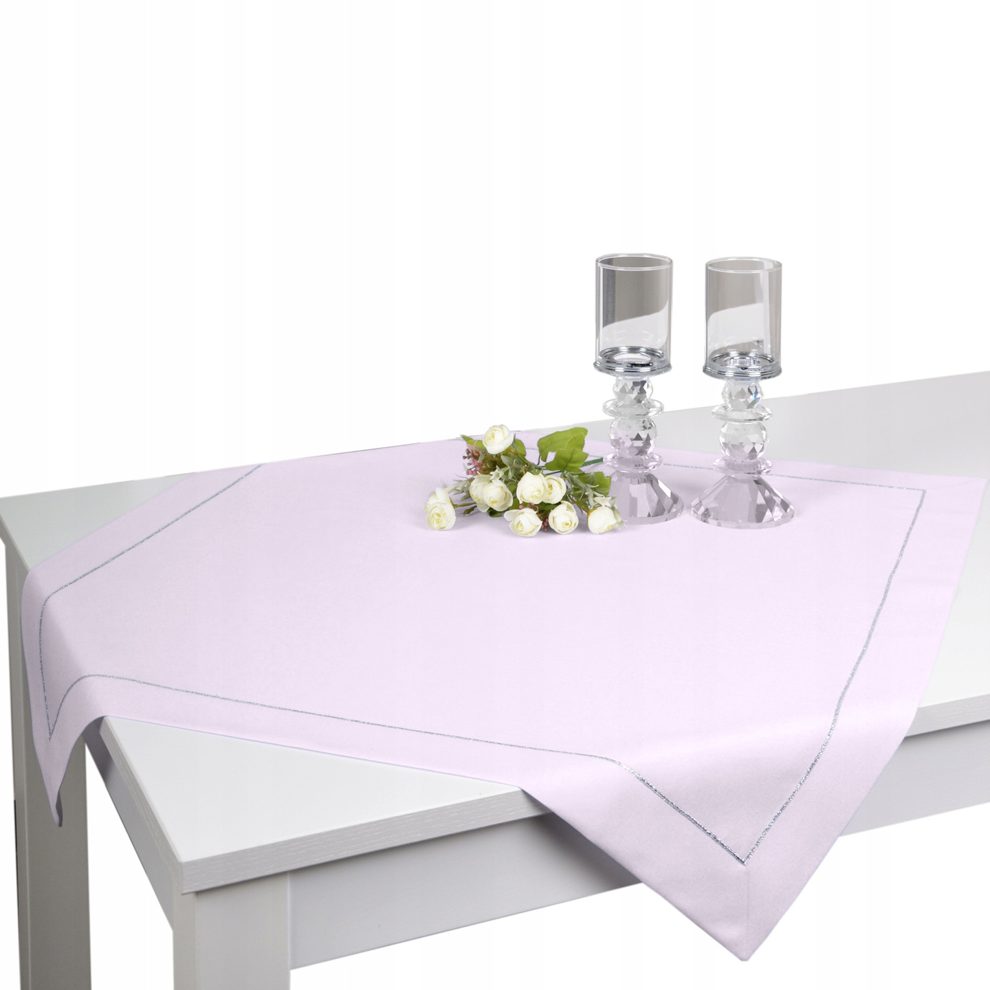 

obrus Panama Lux 80x80 plamoodporny róż+srebrny