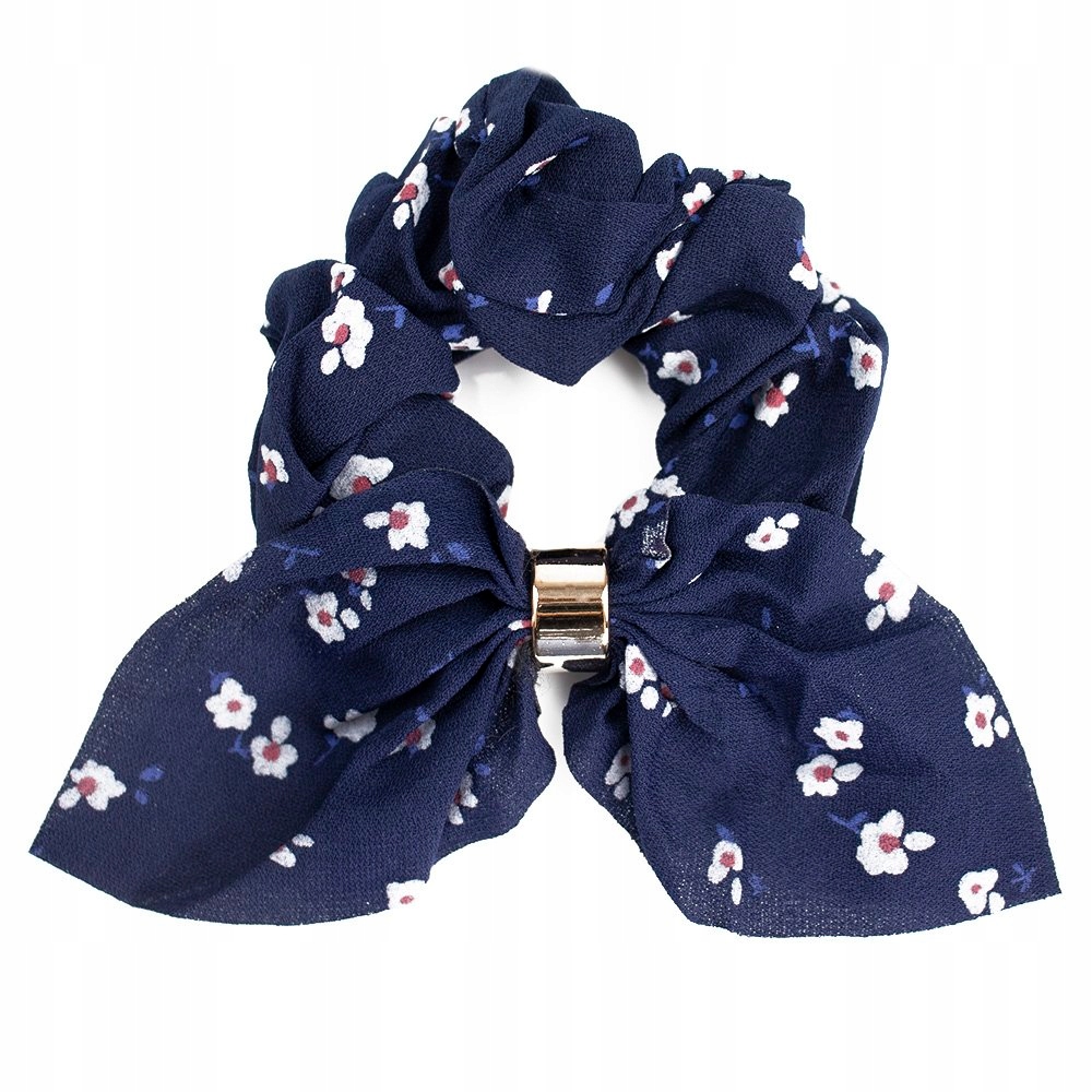 

Gumka do włosów Frotka kwiaty Scrunchies granatowa