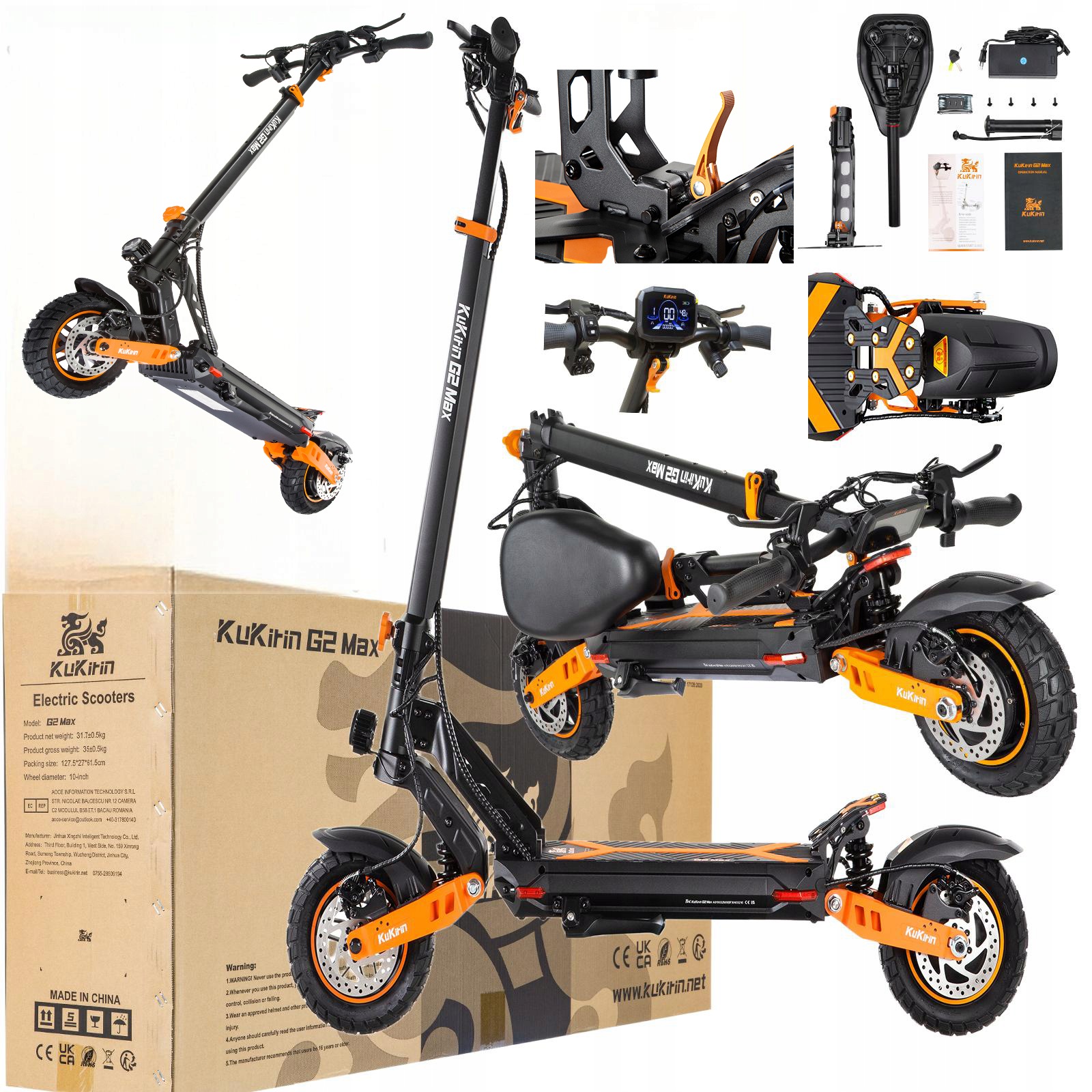 KuKirin G2 Max Electric "1200W 55km/h 80km dojezd 48V 20.8Ah 2026