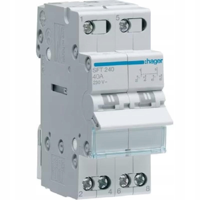 Přepínač zdroje napájení I-0-II SFT240 40A 2P Hager
