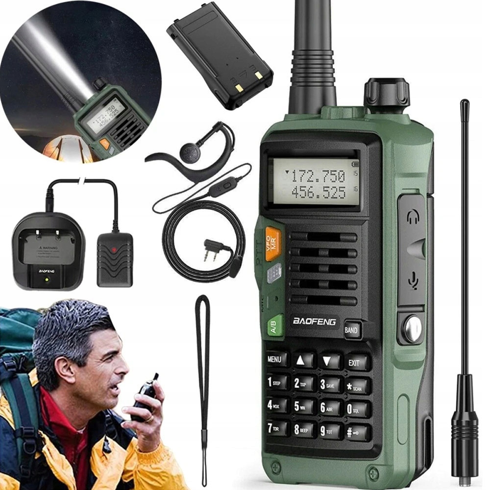 Radiotelefon Baofeng UV-S9 Plus Walkie-talkie Uhf Vhf 10 W 16Km IP45 Zestaw