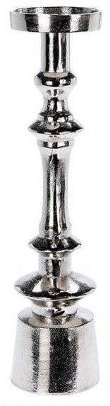 ŚWIECZNIK stojak PODSTAWKA świeca SREBRNY 37 cm