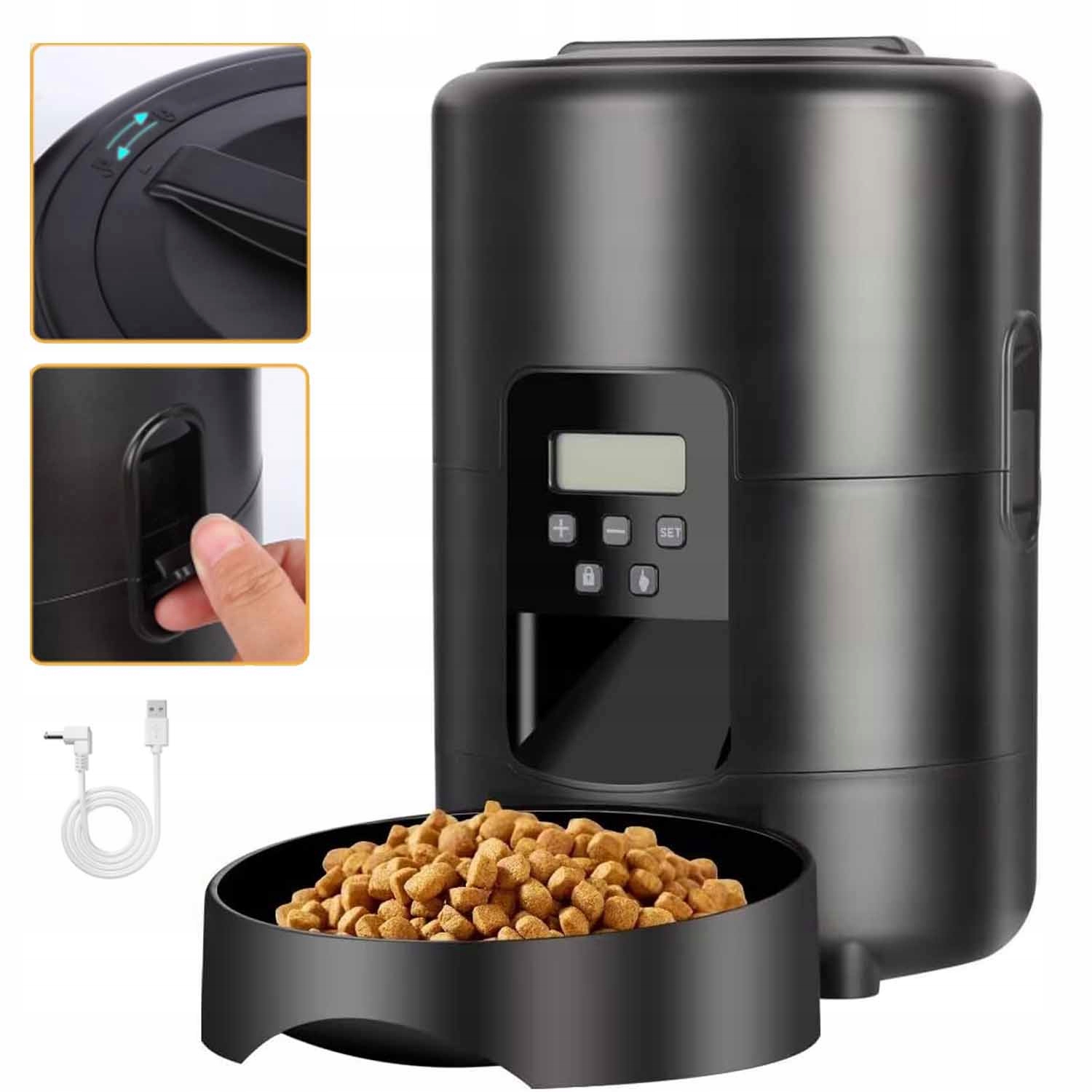 Levně Podavač Miska 2L LCD Automatický Dávkovač Suchého Krmiva Pro Psa Kočku