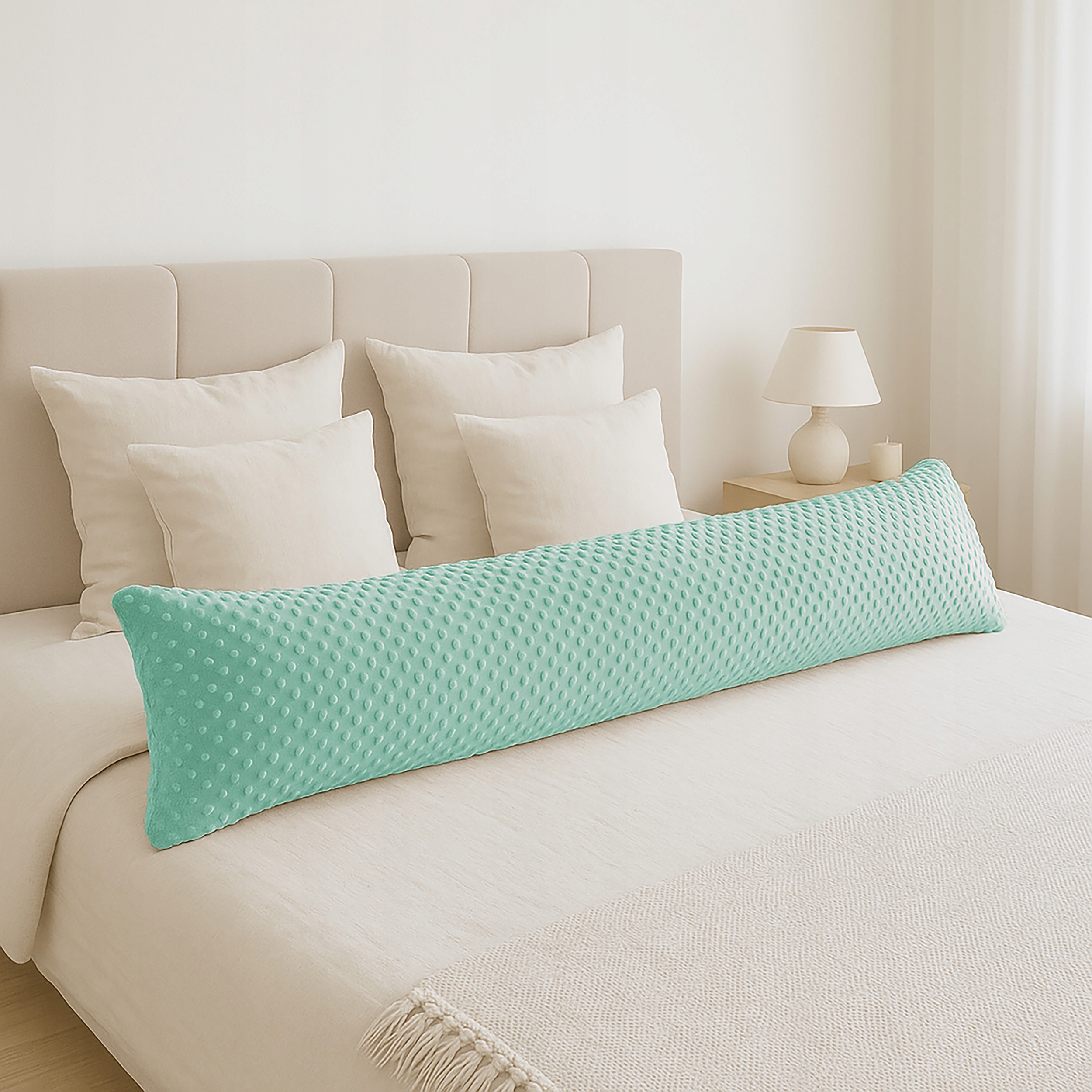 Long polštář s polštářem 40x145 na spaní na Boku Břicha ozdobný Minky W97