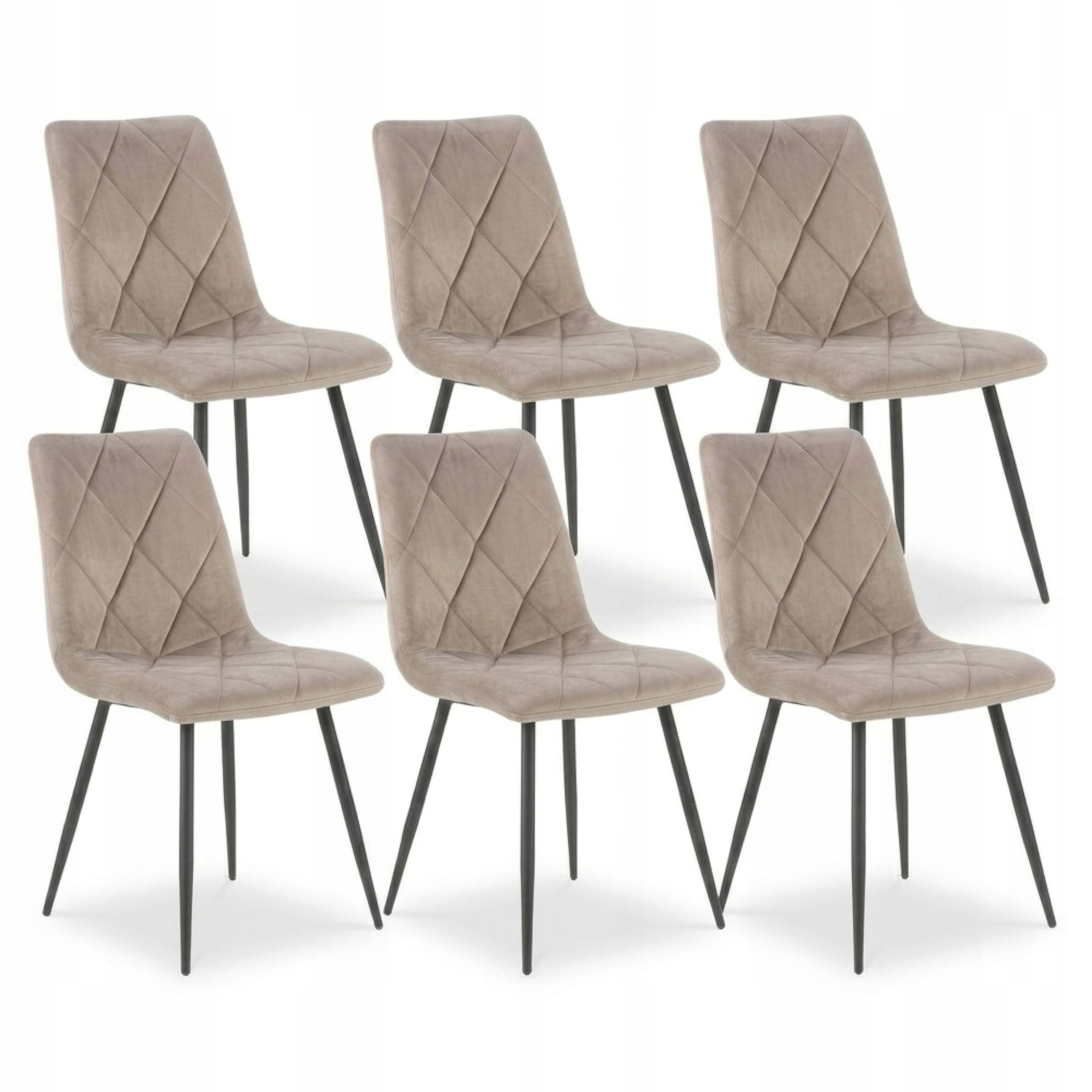 Krzesła Welurowe Taupe Tapicerowane Velvet Nowoczesne Do Salonu Kuchni x6