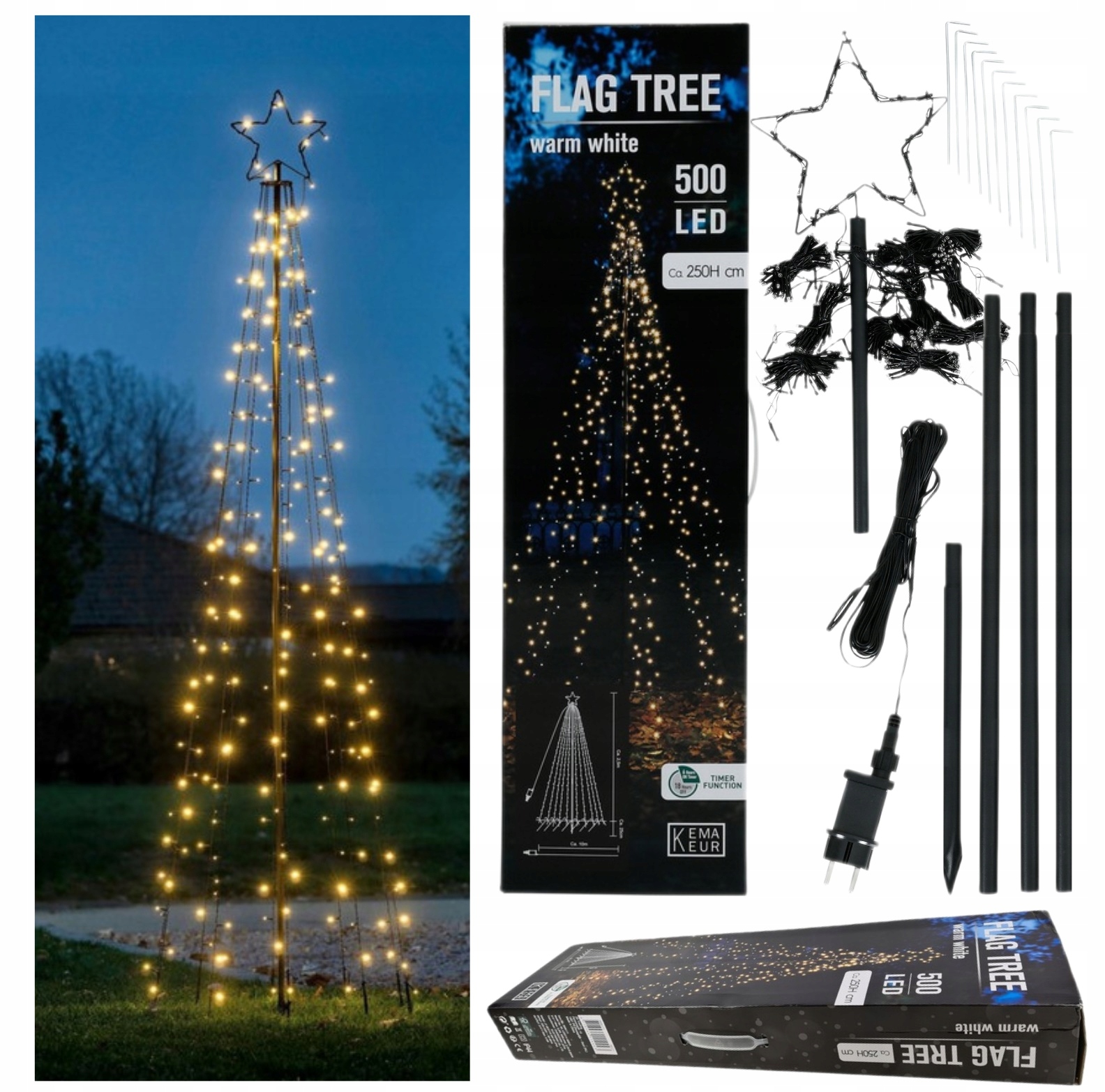 

Choinka Zewnętrzna Metalowa 500 Led Lampki 250 cm