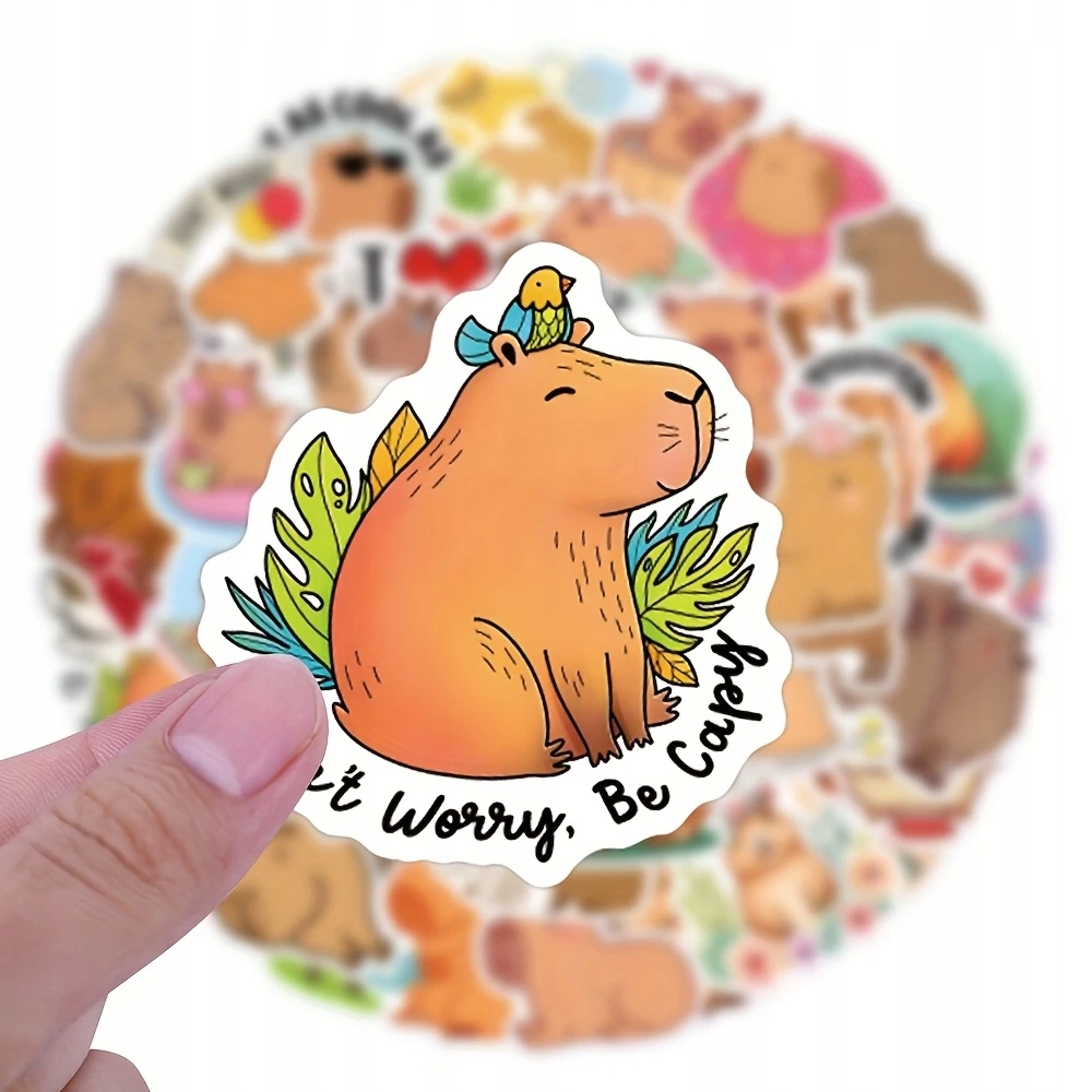 Naklejki Kapibara Capybara Wlepy Sticker MIX Duże na laptopa bidon 50 szt