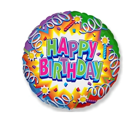 

Balon foliowy 18" Fx Happy Birthday serpentyn